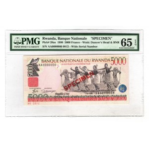 Rwanda 5000 Francs 1998 PMG 65 EPQ Specimen
