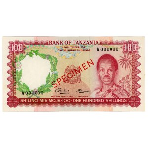 Tanzania 100 Shillings 1966 (ND) Specimen