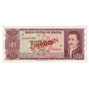 Bolivia 20 Bolivianos 1962 Specimen