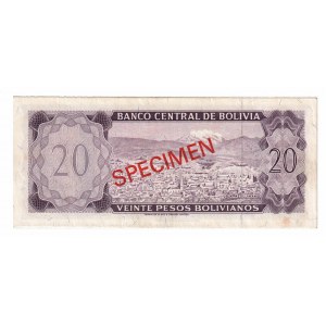 Bolivia 20 Bolivianos 1962 Specimen