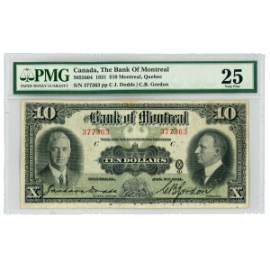 Canada 10 Dollars 1931 PMG 25