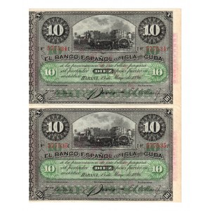 Cuba 10 Pesos 1896 Uncut Pair