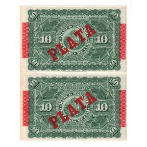 Cuba 10 Pesos 1896 Uncut Pair