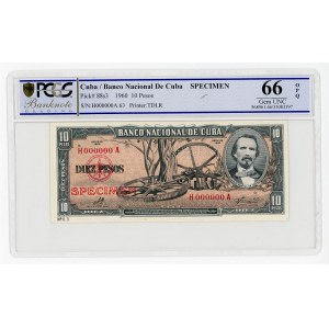 Cuba 10 Pesos 1960 Specimen PCGS 66