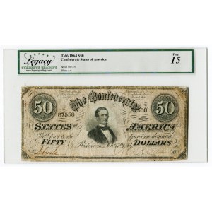 United States Confederate States of America 50 Dollars 1864 LCG 15