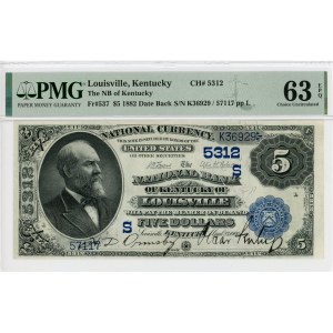 United States Louisville 5 Dollars 1882 S PMG 63