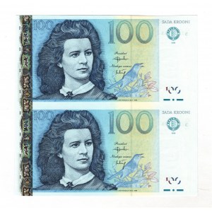 Estonia 100 Krooni 1999 Two Uncut Pieces