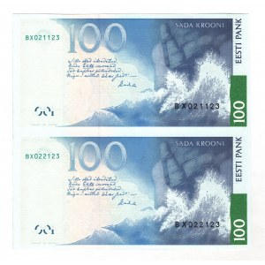 Estonia 100 Krooni 1999 Two Uncut Pieces