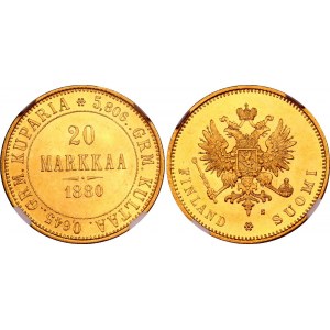 Russia - Finland 20 Markkaa 1880 S R1 NGC MS 65