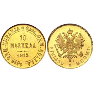 Russia - Finland 10 Markkaa 1913 S NGC MS 65