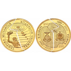 Kiribati & Samoa 2 x 50 Dollars 1997 Broken Coin