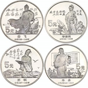 China Proof Set 4 x 5 Yuan 1988 with Original Case