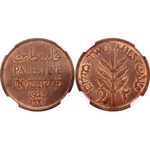 Palestine 2 Mils 1927 NGC MS 65 BN