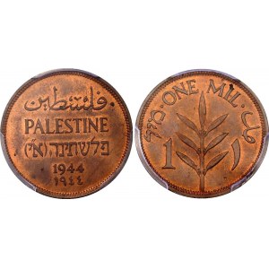 Palestine 1 Mil 1944 PCGS MS 64 RB