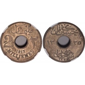 Egypt 2 Milliemes 1917 AH 1335 NGC MS 62