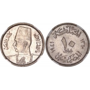 Egypt 10 Milliemes 1941 AH 1360 NGC MS 63+