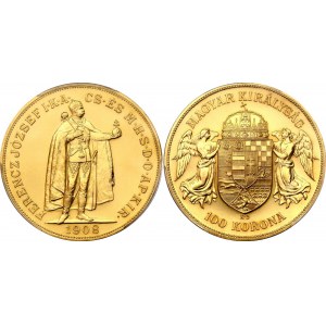 Hungary 100 Korona 1908 KB Restrike PCGS MS66