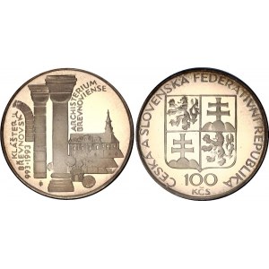 Czechoslovakia 100 Korun 1993 Břevnov Monastery Proof