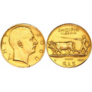 Albania 5 Franga Ar 1927 Prova in Gold