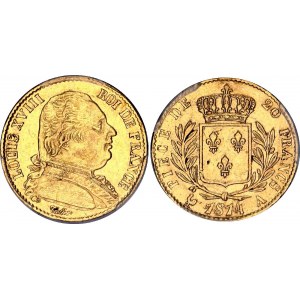 France 20 Francs 1814 A PCGS AU58