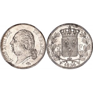 France 5 Francs 1824 W NGC MS 60