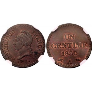 France 1 Centime 1850 A NGC MS 63 BN