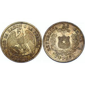 Chile 1 Peso 1874 So