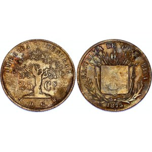 Costa Rica 25 Centavos 1875 GW