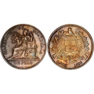 Guatemala 1 Peso 1896 /5 Overdate