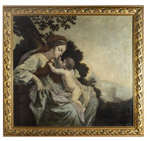 Szkoła bolońska - krąg Guido Reni (XVII w.), Madonna z Dzieciątkiem na tle krajobrazu