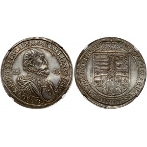 Austria 1 Thaler 1615 Hall. Maximilian (1602-1618). Obverse: Bust facing right with ruffled collar in a beaded circle...