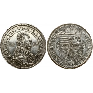Austria 1 Thaler 1617 Hall. Maximilian (1602-1618). Obverse: Bust facing right with ruffled collar in a beaded circle...