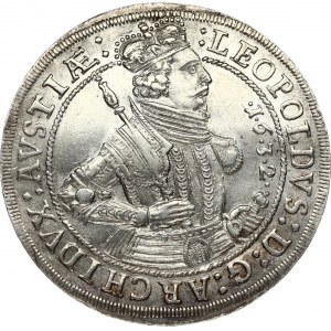 Austria Tyrol 1 Thaler 1632 Leopold V (1626-1632) Obverse: Crowned half size portrait with armour; twisted circle...