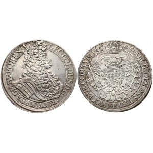 Austria 1 Thaler 1695 Vienna. Leopold I (1657-1705). Obverse: Lareate portrait right; top of the head touches the rim...
