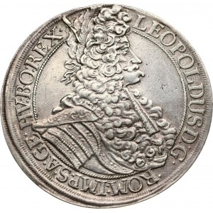 Austria 1 Thaler 1695 Vienna. Leopold I (1657-1705). Obverse: Lareate portrait right; top of the head touches the rim...