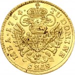 Austria 1 Ducat 1754 CA Vienna. Franz I (1745-1765). Obverse: Portrait right. Lettering: FRANC·D...