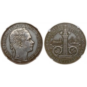 Austria 2 Thaler 1857A Opening of Viena-Trieste Railway. Franz Joseph I (1848-1916). Obverse...