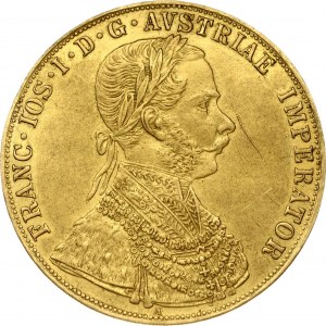 Austria 4 Ducat 1871 Franz Joseph I (1848-1916). Obverse: Franz Joseph I facing right. Lettering: FRANC.IOS.I.D.G...