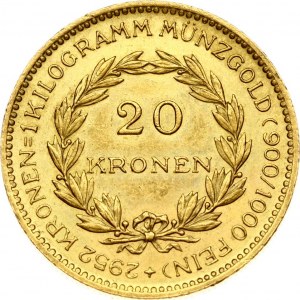 Austria 20 Kronen 1923 Obverse: Eagle of the new Austrian arms, date below. Lettering: REPUBLIK ÖSTERREICH 1923...