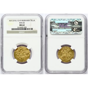 Bukhara Emirate 1 Tilla (AH 1319/1901). Abd al-Ahad (1303 - 1329 / 1886 - 1910). Obverse...