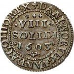 Denmark 8 Solidi/Skilling 1603 Christian IV (1588-1648). Obverse: War elephant walking left...