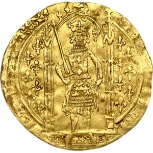 France 1 Ecu d'Or (1365) Charles V (1364-1380). Obverse: King standing with sword and sceptre. Obverse Lettering...