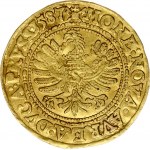 Germany PRUSSIA 1 Ducat 1587 Konigsberg. George Frederick (1578-1603). Obverse: Full-length crowned and armored figure...
