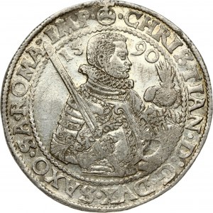 Germany SAXONY 1 Thaler 1590 HB Christian I(1586-1591). Obverse: Armored right facing bust with sword over shoulder...