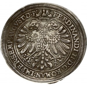 Germany Nürnberg 1 Thaler 1623 Obverse: 3 Ornate rounded shields; upper shield is imperial eagle; divided date above...