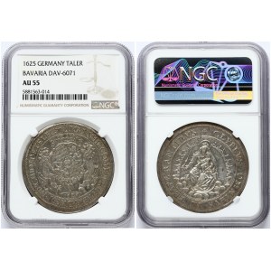 Germany BAVARIA 1 Thaler 1625 Maximilian I(1623-1651). Obverse: Crowned oval shield of 4...