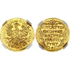 Germany FRANKFURT AM MAIN 1 Ducat 1657(h) Obverse: Crowned eagle with head turned righ. Reverse: 5...