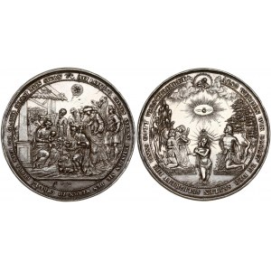 Germany Medal (18th Century) Baptism. Obverse: Baptism of Jesus in the Jordan, God the Father in the clouds above...