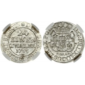 Germany Saxony 1/24 Thaler 1755 FWoF. Frederick Augustus II (1733-1763) Obverse: Crowned coat of arms of Saxony...