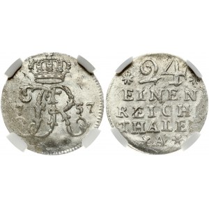 Germany Prussia 1/24 Thaler 1757 A Frederick II the Great (1740-1786. Obverse: Crowned FR monogram seperating the date t